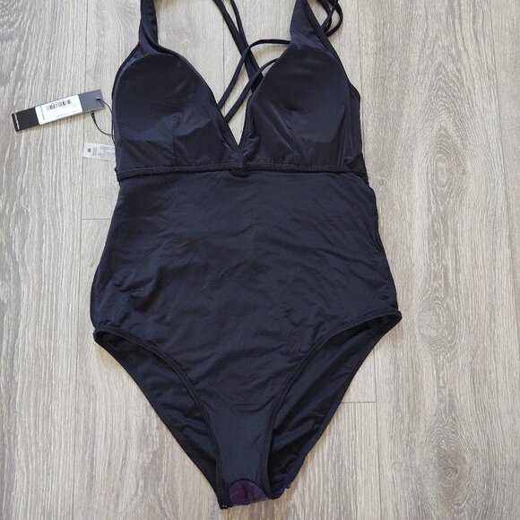 NWT Catherine Malandrino Deep V with Strappy Very Low Back One Piece Swimsuit - Picture 11 of 16